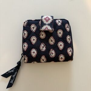 Vera Bradley Women's Trifold Wallet in Retired Classic Black Paisley Pattern